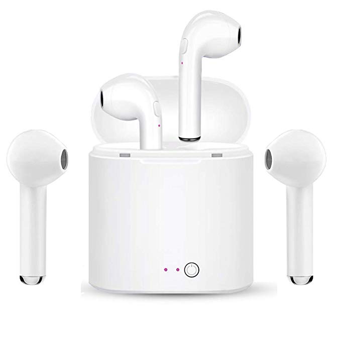 Splenor Bluetooth Headphones Earbuds Stereo,Wireless Headsets Mic Mini in-Ear Earbuds Earphones Earpiece Sweatproof Sports Earbuds Charging Case Compatible iOS Android Smartphones