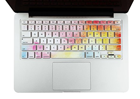 KEC MacBook Keyboard Cover Skin for MacBook Pro 13" & Pro 15" (2017/2016 Touch Bar)(A1706/A1708/A1707) (Rainbow Mist)