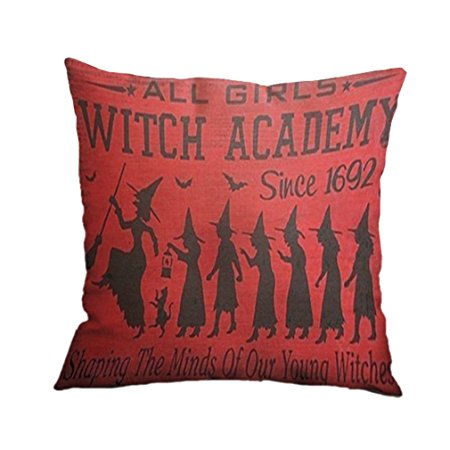 Nunubee Home Sofa Decor Cushion Cover Witch Cat Pumpkin Pillowcase Halloween 19