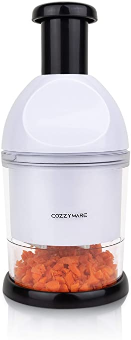 ZOZO CozzyWare Slap Food Chopper for Vegetables-Manual Mini Hand Cutter and Dicer for Onion, Potato, Garlic, Pico de Gallo, Veggies, Salad and More,