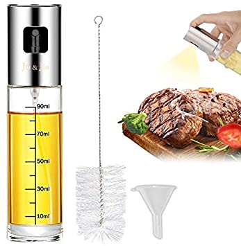 100ml olive oil sprayer,food-grade glass oil spray bottle,oil dispenser for cooking, roasting,BBQ, making salad ,baking, bread frying ,fish dishes marinating,grilling , with cleaning Brush and funnel