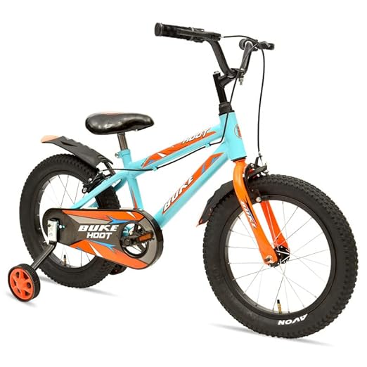Avon Buke Bicycles Hoot 16T Cycle for Kids | Wheel Size:16 inches | Steel Frame:10 inches | Ideal for Kids:4 to 6yrs | Training Wheels | Rigid Fork Caliper Brake | Steel Rim | Gloss Finish(Light Blue)