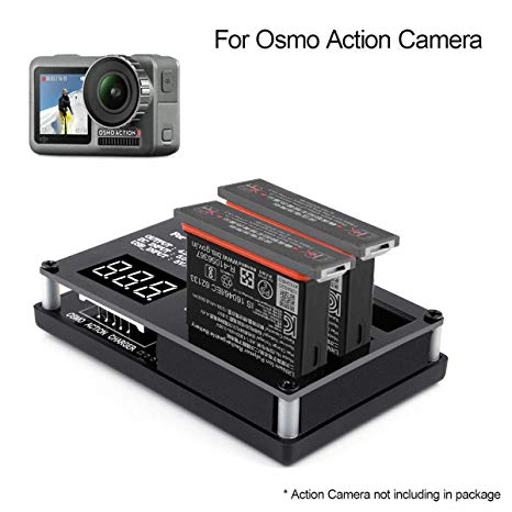 Osmo Action Camera Battery Charger 3 in 1 Multi Rapid Charger with Digital Screen Intelligent Parallel Charging Hub Flight Battery Manager Fast Charging for DJI Osmo Action Camera