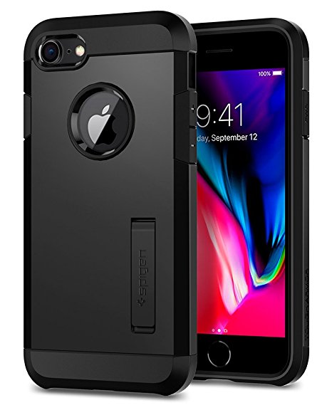 iPhone 8 Case, iPhone 7 Case Spigen® Tough Armor [2nd Generation] iPhone 7 Case Cover with Kickstand and Extreme Heavy Duty Protection and Air Cushion Technology for iPhone 7 (2016) / iPhone 8 (2017) - Black - 054CS22216