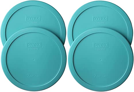 Pyrex 7402-PC Round 7 Cup Storage Lid for Glass Bowls (4, Turquoise)