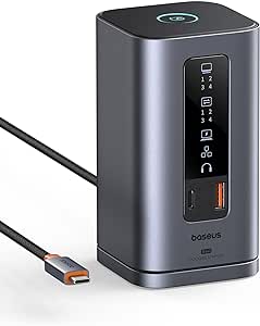 Baseus Docking Station, Série Spacemate 11 en 1 Sation d'accueil 3 Moniteurs avec 2*HDMI 1*DP 4K@60Hz, 3*USB-A/C 10Gbps, Ethernet 1 Gbps, 100W PD, HUB USB C pour Dell/HP/Mac/Lenovo/Acer