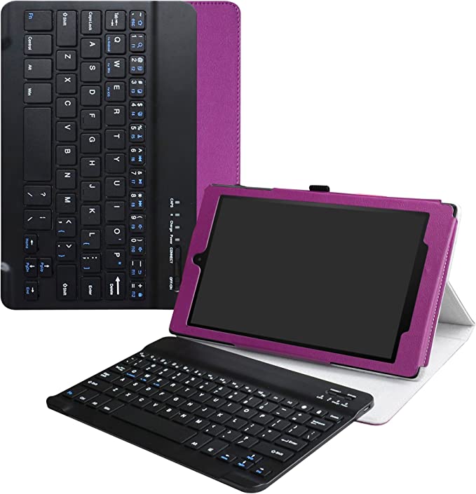 LiuShan Amazon Fire HD 10 Wireless Keyboard Case, Detachable Wireless Keyboard Standing PU Leather Cover for Amazon Fire HD 10 Tablet(5th/7th/9th Generation) Tablet,Purple