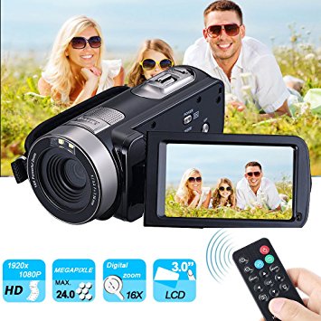 Digital Video Camera Camcorders, Weton Portable Handheld Video Camcorder HD Max 24.0 MP with IR Night Vision DC 3.0 inches LCD Screen Camera Recorder