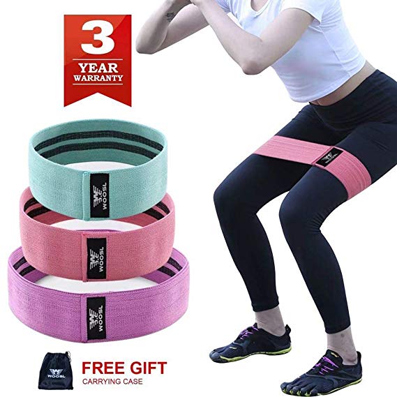 Moserking Resistance Bands Exercise Bands for Booty，Hip Bands for Legs and Butt， Stretch Bands for Physical ，Set of 3，Workout Bands with Workout Book & Carry Bag (Green)