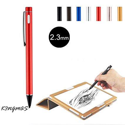 KINGMAS(R) 2.3mm Active Capacitive Touch Pen Stylus for iPad iPhone Samsung Tablet and all touch screen devices (Red)