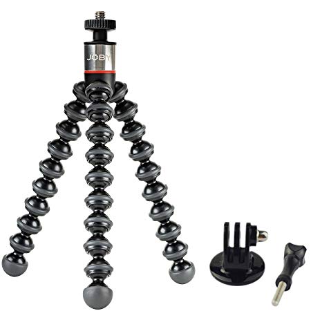 Joby New Gorillapod Flexible Tripod For Action Cameras and a Bonus Ivation GoPro Mount Adapter For The HD Hero4, Hero5, Hero6, HD Helmet HERO, HD Motorsports HERO, HD Surf HERO, HD Hero Naked