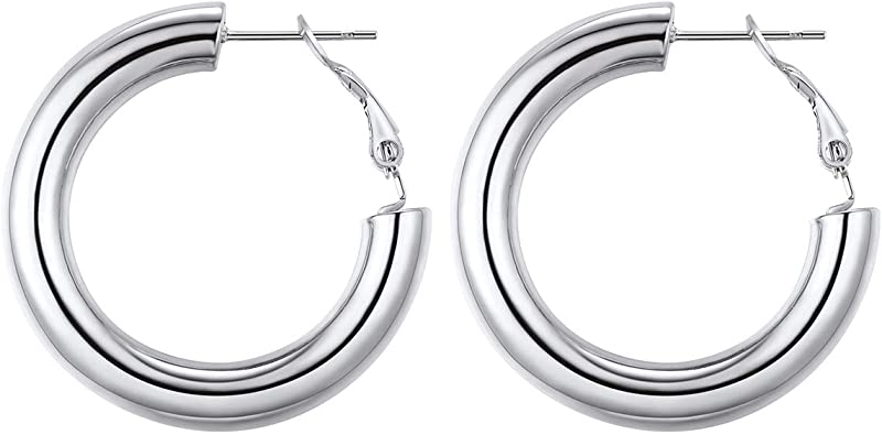 FOCALOOK 3 Pairs/1 Pair Hoop Earrings for Women Girls 18K Gold Plated Stainless Steel Heart Five Star Earrings