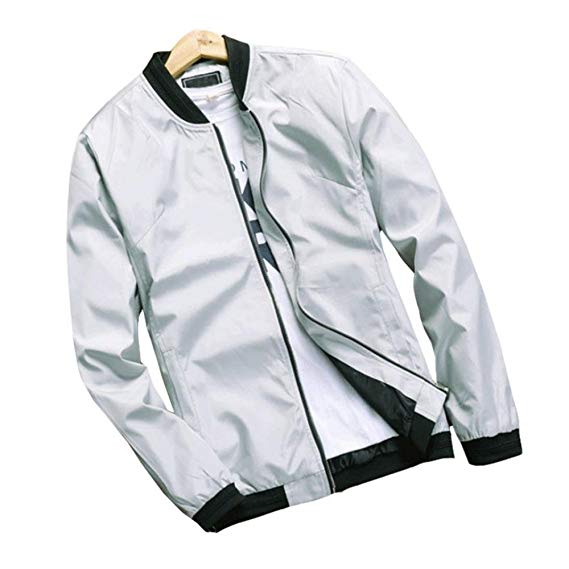 Hzcx Fashion Men's Classic Soild Color Thin Light Weight Flight Bomber Jacket