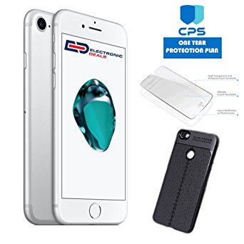 Apple iPhone 7 GSM Unlocked (Certified Refurbished) w/ "ED Bundle" - $99 Value (Bundle Includes: ED Premium Case   Screen Protector   1 Year Extended CPS Limited Warranty) (Silver, 128GB)