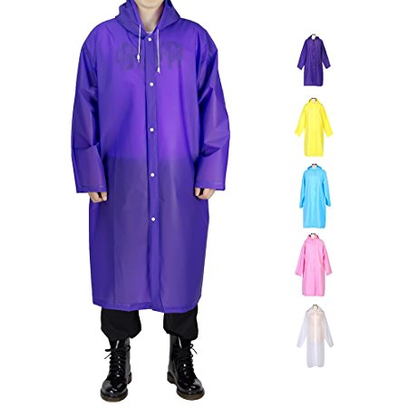 Portable Adult Rain Poncho, Opret Reusable Raincoat with Hoods and Sleeves, Durable, Lightweight and Perfect for Outdoor Activities, Size 45.2" by 24.8"