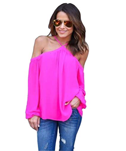 Akery Women's Sexy Spaghetti Strap Off Shoulder Shirt Tops Blouses