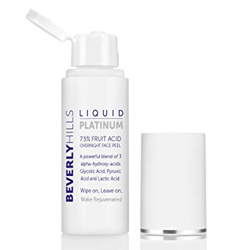 Beverly Hills Liquid Platinum - Glycolic Acid Facial Peel with Lactic; Pyruvic Acid. Exfoliate, Minimize Pores and the Appearance of Wrinkles 7.5% Fruit Acid Overnight Peel 50ml