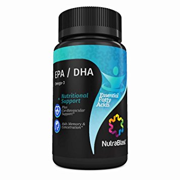 NutraBlast Fish Oil 1000Mg Omega-3 Fatty Acids EPA DHA Marine Lipid Concentrate - Non-GMO - Burpless - Supports Blood Pressure, Brain Function, Cardiovascular Health - Made in USA (60 Softgel Pills)