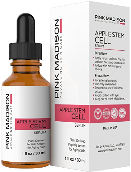 Swiss Apple Stem Cell Serum by Pink Madison® for Anti Aging Anti Wrinkles Skin Tightening Face Lift Serum. Stem Cell Clinical Treatment with Organic Ingredients.