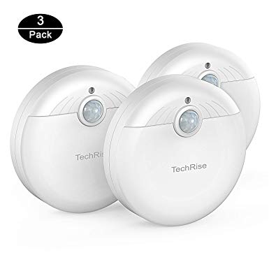 TechRise LED Night Light - Motion & Light Sensor Light Long Life Battery Powered 3 Modes Lighting Night Lamp, 3 Pack Dual Stick-Anywhere Hallway Stair Night Light for Kids, Bedroom, Bathroom, Indoor