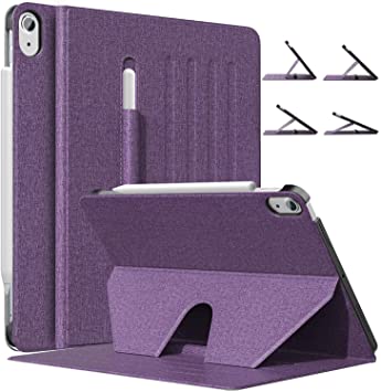 MoKo Case Fit iPad Air 4th Generation 2020 - New iPad Air 4 Case with Pencil Holder [Support Apple Pencil 2 Charging] Protective Cover for iPad 10.9", Multi-Angle Magnetic Stand, Purple