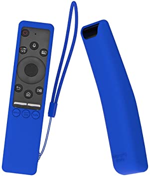 SIKAI Silicone Protective Case for Samsung BN59-01312A Smart TV Remote Shockproof Skin-Friendly Anti-Slip Battery Cover for Samsung QLED 8K TV OneRemote Anti-Lost with Remote Loop (B-Blue)