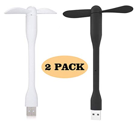 FINENIC【2 Pack】 ORTABLE USB Fan, Silent Flexible Mini Fan Compatible Any USB Port Like Power Bank/Notebook/Laptop/Computer