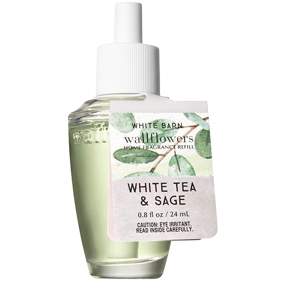 Bath and Body Works WHITE TEA & SAGE Wallflowers Fragrance Refill 0.8 Fluid Ounce (2020 Edition)