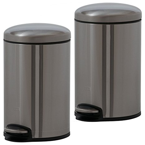 EKO 91138-1 Maggey Step Bin Stainless Steel Trash Can Set | Two 8L Waste Cans | 2 Gallons Each