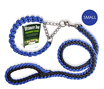 Olivery Heavy Duty Dog Martingale Braided Collar with Solid Hand Crafted Rope Leash & Training eBook
