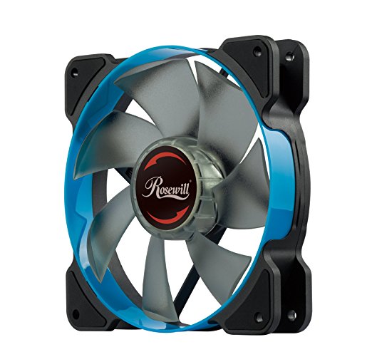 Computer Case Fan120mm with Blue LED and PWM (Pulse Width Modulation) Function, Very Quiet Cooling Fan from Advanced Hydraulic Bearing, Rosewill Model RWCB-1612