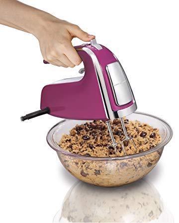 Hamilton Beach 040094626212 62621 6-Speed Hand Mixer with Snap-On Case, 1, Purple