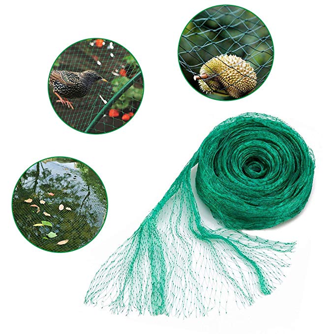 33x13 Ft Anti Bird Net & Pond Netting, Green Garden Plant and Pond Protection Netting, Garden Plant Fruits Net Mesh, Keeps Out Debris, Pests