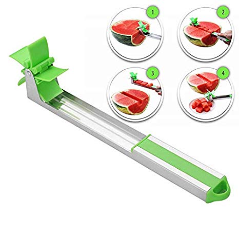 GooKit Melon Stainless Steel Watermelon Slicer Cutter Knife Melon and Cantaloupe Fruit Slicer Fruit V