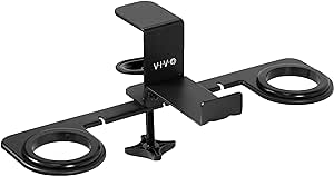 VIVO Premium Clamp-on VR Headset Stand for Desk, Virtual Reality Display Holder, Universal Metal Storage for Reality Headsets and Controllers, Black, MOUNT-VR01