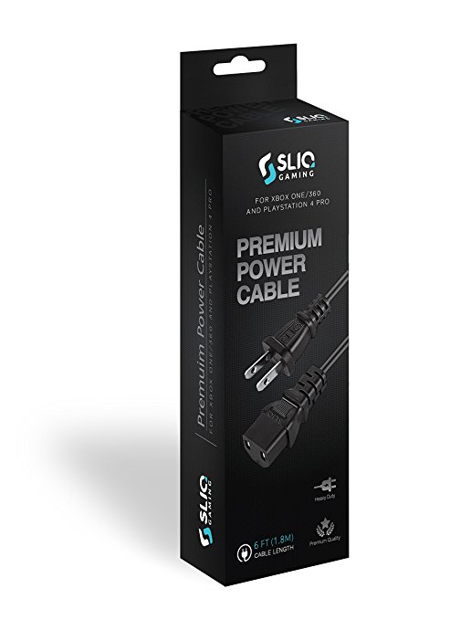 Sliq Premium Power Supply Cable for Xbox One/360, PS4 Pro - 6 Feet