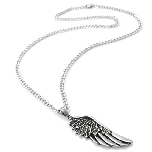 Jstyle Stainless Steel Wing Necklace Gothic Pendant Necklace for Men 24 Inch