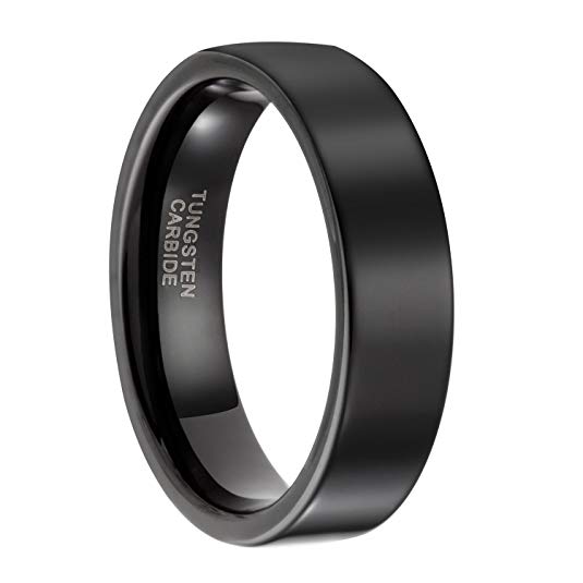 Frank S.Burton 6mm/8mm Tungsten Black Rings Tungsten Ring Tungsten Carbide Wedding Band Size 4-15