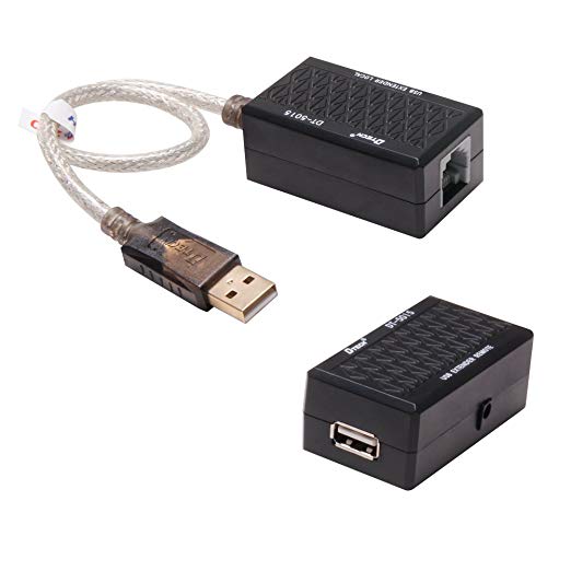 DTECH USB to RJ45 Extender Over Cat5 Cat5e Ethernet Cable Extension Adapter Set Connection up to 200ft