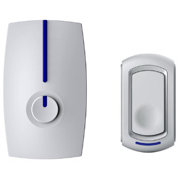 SadoTech Modern Series G Wireless Doorbell Operating at over 500-feet Range with Over 50 Chimes, No Batteries Required for Receiver - White