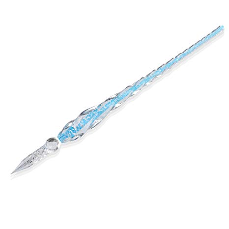 Molshine Hot Sale Handmade High Borosilicate Glass Glass Dip Pen Glass Signature Pen Business Present (Blue)
