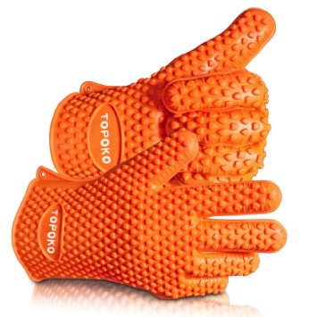 NEW 2016 Oven Mitts Gloves Resistant MAX Heat Silicone BBQ Grilling Gloves for Cooking Baking Barbecue Potholder-Orange