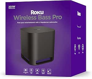 Roku Wireless Bass Pro, Subwoofer for Roku Streambar, Roku Streambar Pro, and Roku Wireless Speakers (Renewed)