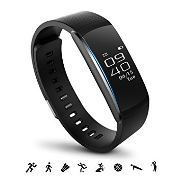 Fitness Tracker with Real-time Heart Rate Monitor, Runme Activity Tracker Smart Watch with Sleep Monitor, Waterproof Pedometer Bracelet with Call/SMS Remind for iOS/Android Smartphone