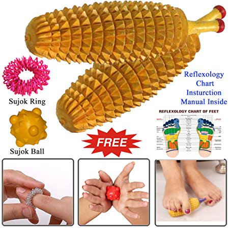 Wooden Ancient Acupressure Spiked Hand Massager Set of 2 Pcs