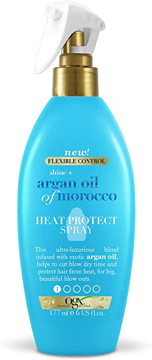 OGX Argan Moroccan Oil Heat Protect Spray and Blow Dry Spray for Heat Styling Hair 177 ml - Argan Oil Hair Spray