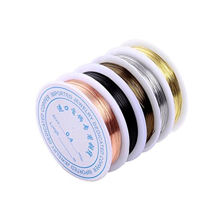 5 Rolls 5 Colors 55Yd 26Gauge Uncoated Copper Wire Tarnish Resistant Pure Dead Soft Copper Wire Jewelry Beading Wire Roll for Crafts Beading Jewelry Making