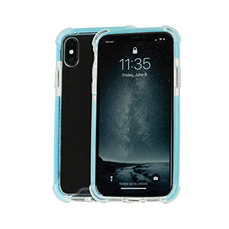 Idea Promo Ultra Clear Case for iPhone X Compatible Clear Case, iPhone 10, Shock-absorption and Anti scratch, Slim, Heavy Duty Protective, Reinforced Corner and Rubber Bumper Shockproof (Blue)