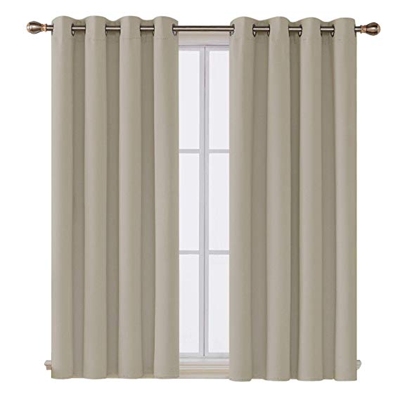 Deconovo Thermal Insulated Grommet Blackout Curtains Window Panels for Nursery 2 Panels 52W x 45L Beige