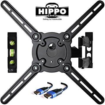 HIPPO HP679TS Curved&Flat Panel TV Wall Mount Bracket for 26”-55” TVs up to 88 lbs, VESA 400x400mm, Full Motion Swivel Articulating 20" Extension Arm , 6.5 ft HDMI Cable & Bubble Level Included